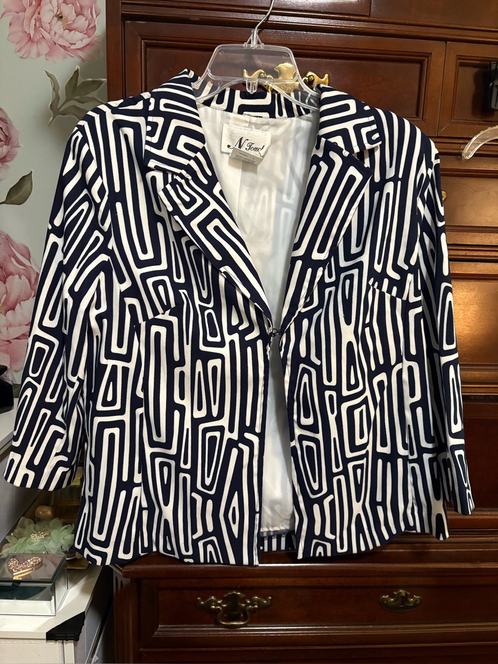 Women’s Navy & White Geometric Jacket